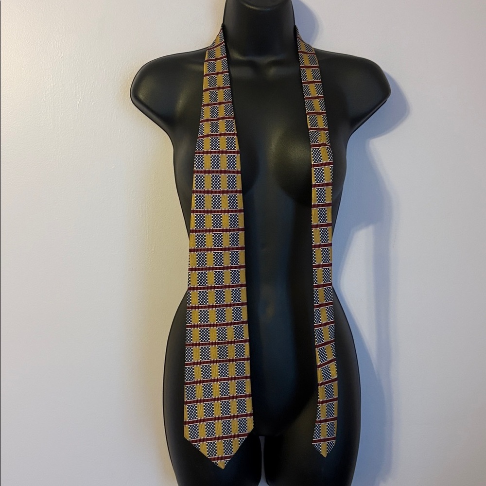 Burberrys of London Vintage Silk Hand Sewn Geometric Checkerboard Necktie Tie - Picture 2 of 12